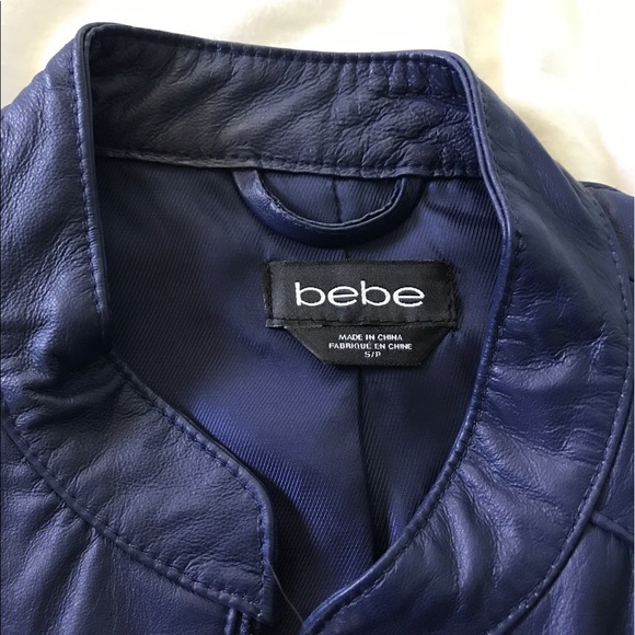 Bebe Dark Blue Leather Jacket - Picture 2 of 4